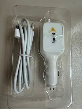 White Car Charger with USB Cable - Fast In-Car Charging